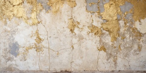 Obraz premium Distressed painted antique wall in white, grey, cream, ivory and gold texture. Beautiful distressed luxury vintage aged metal surface. Ancient, decayed, vintage texture background