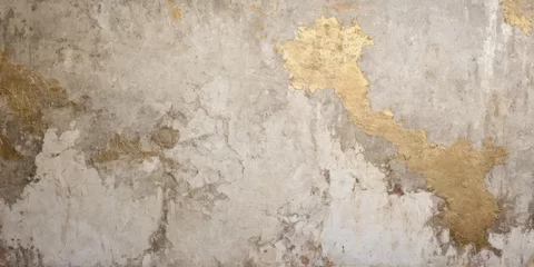 Wall murals Distressed painted antique wall in white, grey, cream, ivory and gold texture. Beautiful distressed luxury vintage aged metal surface. Ancient, decayed, vintage texture background