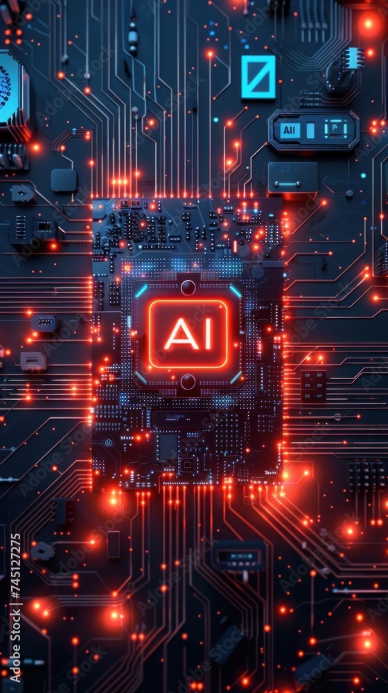 Poster a clock placed on top of a circuit board, showcasing the fusion of technology and timekeeping.
