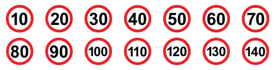 Speed Limit Sign vector icons Set EPS 10 - obrazy, fototapety, plakaty