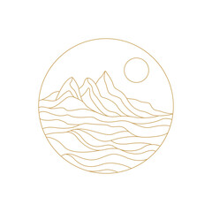 line art mountain view vector illustration