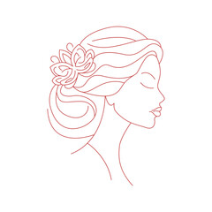 Line art beauty women head face vector illustration