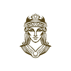 Athena goddess head face logo icon design template vector illustration