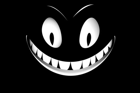 a black and white image of a smiling face