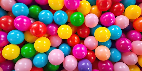 Fototapeta na wymiar Many colors plastic balls background. Kids playground decoration scene
