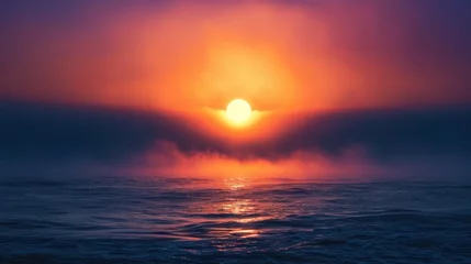Zelfklevend Fotobehang Sunrise over the Sea Horizon © Left