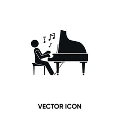 Playing piano vector icon. Modern, simple flat vector illustration for website or mobile app. Pianist symbol, logo illustration. Pixel perfect vector graphics