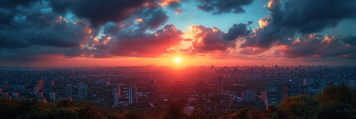 Sunset over the cityscape