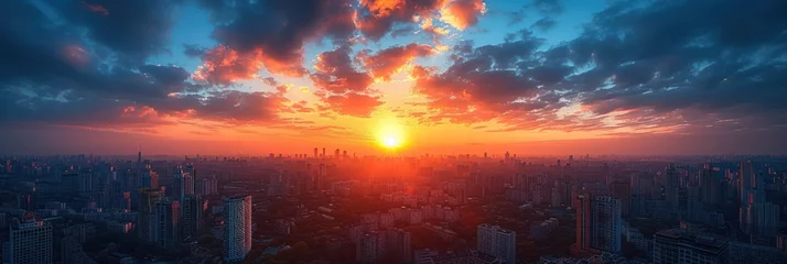 Foto op Plexiglas Sunset over the cityscape © Left