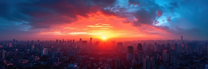 Fototapeten Sunset over the cityscape © Left