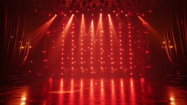 shiny red stage background with lights, theatre cabaret
