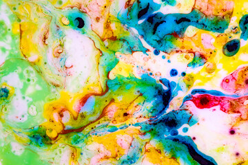Liquid paint of vibrant colors. Unique and unrepeatable art.