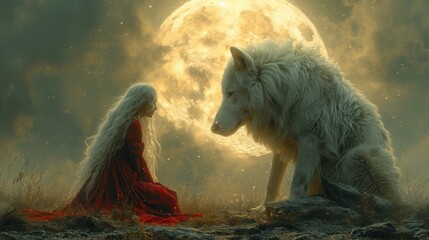 Moonlit Meeting Between Maiden and Beast
