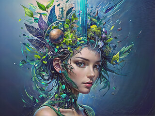 portrait of a girl with flowers