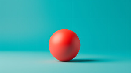 Red Sphere on Blue Gradient Background for Minimalist Design Concepts