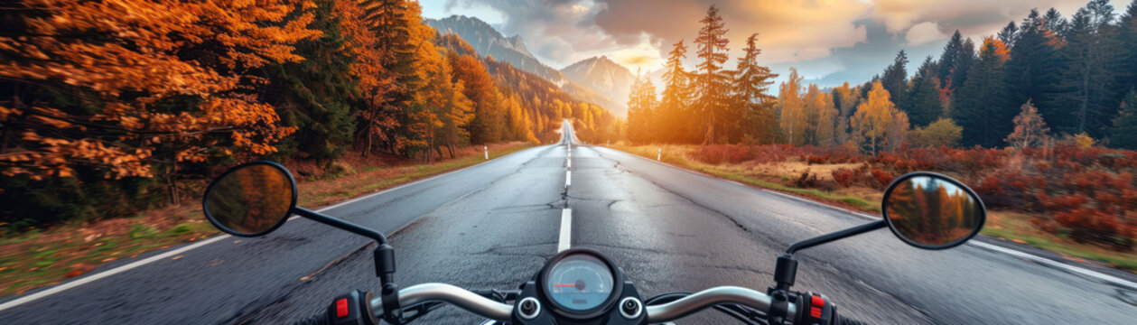 open road, the motorcyclist embraces the exhilarating freedom of the journey. With the powerful roar of the motorcycle engine and the wind rushing past