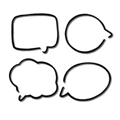 Outline speech bubble. Abstract Vector sketch hand drawn scribble Speech Bubbles Set. Black bubble isolated background.