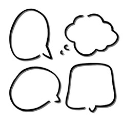 Outline speech bubble. Abstract Vector sketch hand drawn scribble Speech Bubbles Set. Black bubble isolated background.