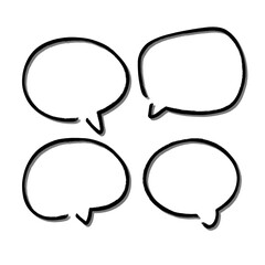 Outline speech bubble. Abstract Vector sketch hand drawn scribble Speech Bubbles Set. Black bubble isolated background.