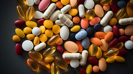 Close-up of colorful pills and capsules