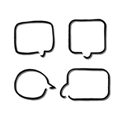 Outline speech bubble. Abstract Vector sketch hand drawn scribble Speech Bubbles Set. Black bubble isolated background.