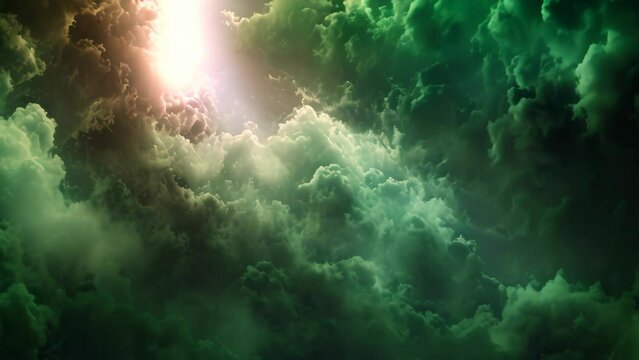 Abstract background with green cloud. 4k video animation