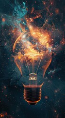 stunning display of creativity and innovation, the idea behind the light bulb takes center stage in this electrifying image. With its filament aglow and energy pulsating