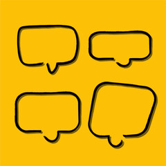 Outline speech bubble. Abstract Vector sketch hand drawn scribble Speech Bubbles Set. Black bubble isolated background.