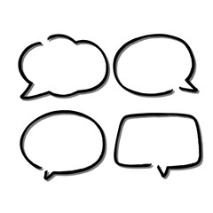 Outline speech bubble. Abstract Vector sketch hand drawn scribble Speech Bubbles Set. Black bubble isolated background.