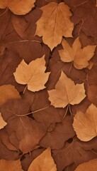 Naklejka na ściany i meble illustration of brown colored leaves of different sizes with veins placed together while making abstract background