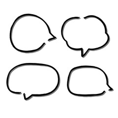 Outline speech bubble. Abstract Vector sketch hand drawn scribble Speech Bubbles Set. Black bubble isolated background.