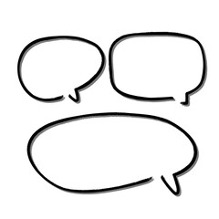 Fototapeta premium Outline speech bubble. Abstract Vector sketch hand drawn scribble Speech Bubbles Set. Black bubble isolated background.