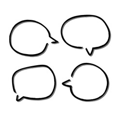 Outline speech bubble. Abstract Vector sketch hand drawn scribble Speech Bubbles Set. Black bubble isolated background.