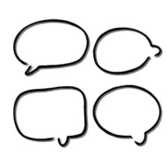 Outline speech bubble. Abstract Vector sketch hand drawn scribble Speech Bubbles Set. Black bubble isolated background.