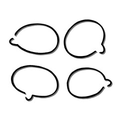 Outline speech bubble. Abstract Vector sketch hand drawn scribble Speech Bubbles Set. Black bubble isolated background.