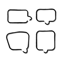 Outline speech bubble. Abstract Vector sketch hand drawn scribble Speech Bubbles Set. Black bubble isolated background.