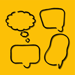 Outline speech bubble. Abstract Vector sketch hand drawn scribble Speech Bubbles Set. Black bubble isolated background.