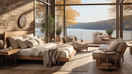 Fototapeta premium Lakeside Retreat Bedroom