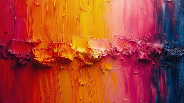 Tło. Tapeta. Abstrakcyjne malowidło wykonane pędzlem, zawierające wiele kolorów farby. © Artur