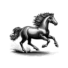 hand drawn art style of horse spirit running in field vector illustration