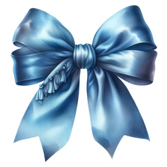 Blue satin silky bow isolated