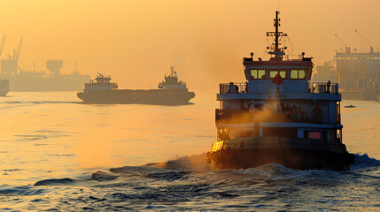 Obraz premium boat at sunset
