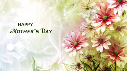 background with flowers with happy mothers day wish card