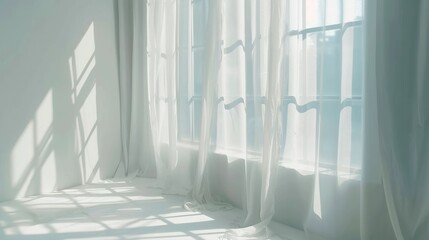 Obraz premium Shadow overlay effect isolated on white background, Light and shadows from window in room interior 