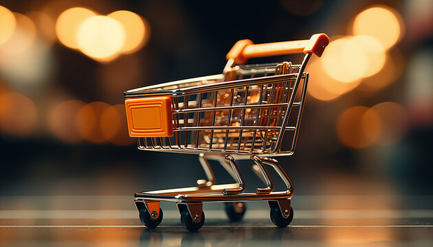 online shopping concept with shopping cart. 