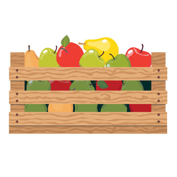 wooden crate filled apples pears clip art preview