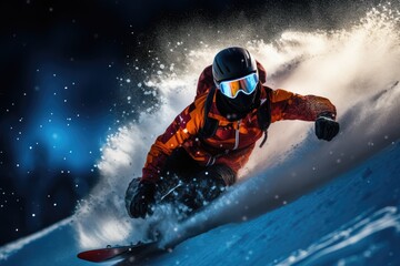 a snowboarder conquering icy slopes with determination and skill
