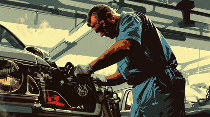 Fototapeta na wymiar mechanic repairing a car