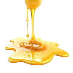 Sweet honey spill drip isolated on white or transparent background