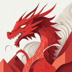 Dragón rojo estilo oriental